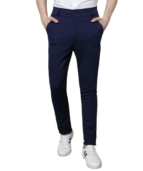 Zinvosy Stretchable Casual Black Pants for Men Stylish Slim Fit Men's Wear Trousers for Office or Party Mens Fashion Dress Trouser with Expandable Waist & 4 Way Stretch