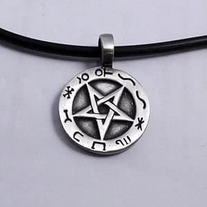 INVERTED STAR PENTAGRAM Pewter Pendant w PVC Choker Necklace