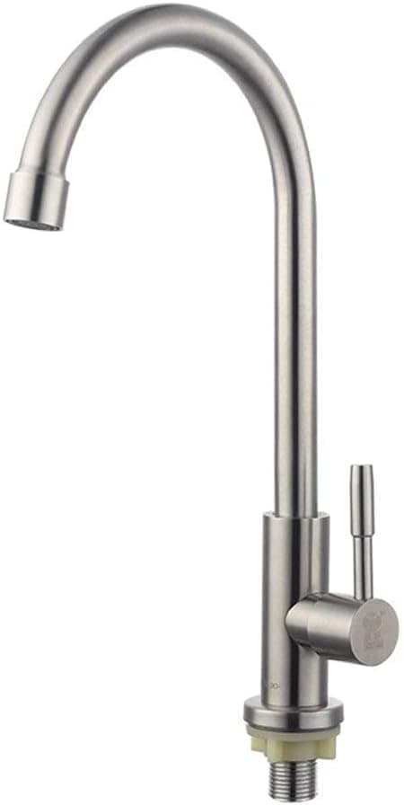 LCARYSwive SUS304 Stainless Steel Cold Water Tap Kitchen Sink Faucet, Brushed