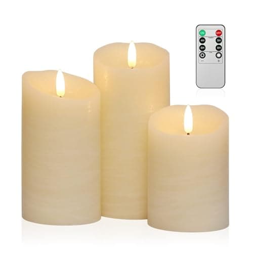 Flickering Flameless Candles with Remote,Ivory