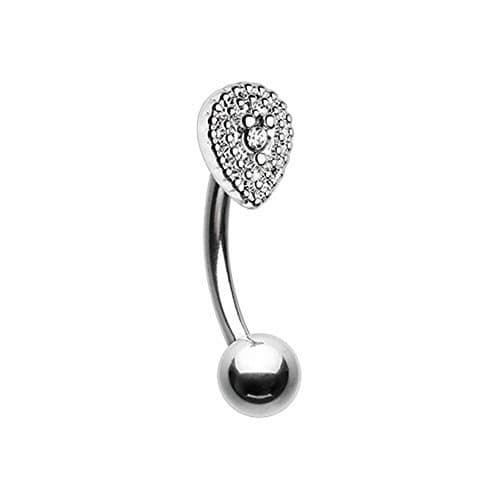 Inspiration Dezigns 16G Aria Sparkle Teardrop Curved Barbell Eyebrow Ring (Sold Individually)