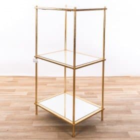 Contemporary Style Gold Gilt Leaf Metal Glass Display Storage Unit Shelving Shelves (TCMT034-GO) ** Full Range of Gin Shu Tables are Available **