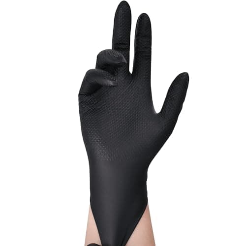 TitanFlex ThorGrip Heavy Duty Black Industrial Nitrile Gloves, 8-mil, Latex Free, Raised Diamond Texture, Powder Free, Food Safe, Rubber Gloves, Mechanic Gloves (Box of 100, Large)