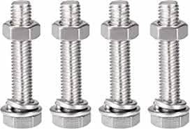 M4 x 40mm (4 cm) Stainless Steel 202 grade hex head bolt,nut & washer - 2 Nos