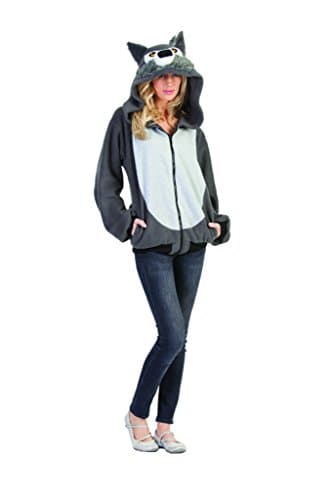 Costumes4Less  Gray Wolf Hoodie Adult Costume , Hoodies  Adult S (3234) , Light Grey 