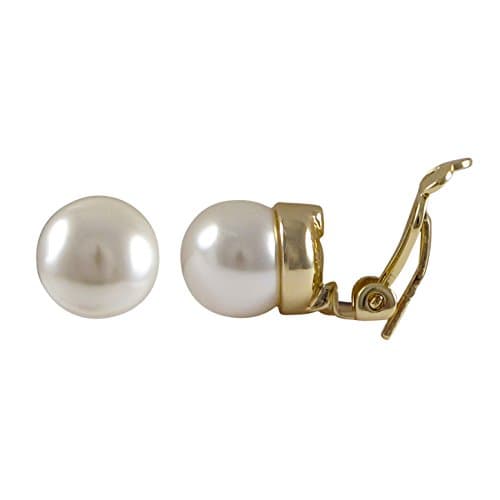 Rhodium or Gold Finish Faux Pearls Clip-On Stud Earrings