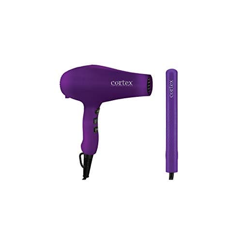 Cortex International Gemstone Series 1875 Watt Hair Dryer 2 Piece Nozzle 1.25-Inch Ceramic Flat Iron Set