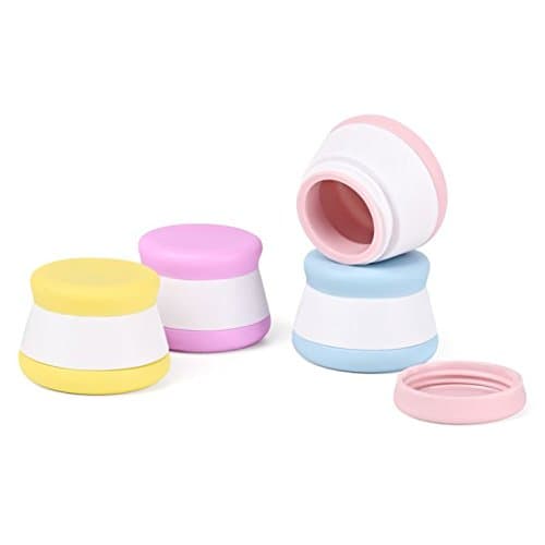 [Upgrade 4PCS] Travel Silicone Cream Jars with lids Set Portable Leak Proof toiletry cosmetic Containers Carry