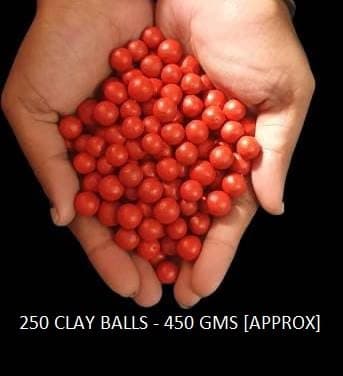 Hard Clay Balls [ Slingshot Balls ] Pack of 250 Qty 8-10 mm Size Red Color [ 450 GMS ]
