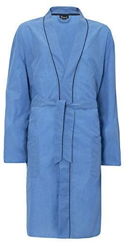 INSIGNIAMens Plain Woven Lightweight Cotton Poly Dressing Gown Robe