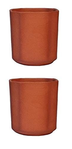 Huge Products World Unique Mitti Glasses for Home | Terracotta Designer Earthernware Rajasthani Clay Glasses for Drinking Water, Juice, Lassi, Chai, Etc | Set of 2, Brown
