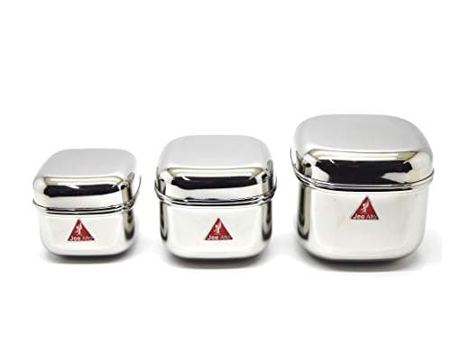 JEE ALTO Steel Square Reliable Pot Canisters/Puri Dabba/Storage Containers/Dabba Set Of 3 Pcs (300 Ml, 475Ml, 650Ml, Stainless Steel) - Silver