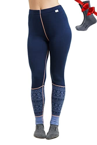 Merino Wool Base Layer Women Pants 100% Merino Wool Leggings Heavyweight, Midweight, Lite Thermal Underwear Bottom and Socks