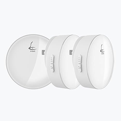 Linbell G3 Self Powered Wireless Doorbell Kit,1 Remote Button and 2 Plug Receiver with 38 Chimes & LED Indicator, No Batteries Required for push Button and Receiver