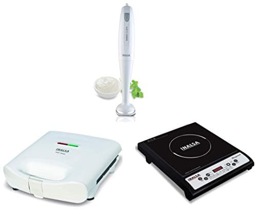 Inalsa Hand Blender Robot 2.5PS 250-Watt & Inalsa Magnum 1800-Watt Induction Cooktop & INALSA Easy Toast Sandwich Maker-750W