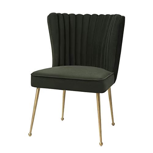 MEXIYA Sansa Dining Chair Green Accent Chair Easy Clean Velvet Upholstered Side Chair with Brushed Gold Leg