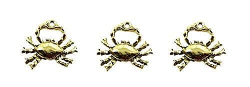 5pcs 3D Detailed Crab Charms USA Made for Jewelry Making EDN-C549 (Antique Gold)