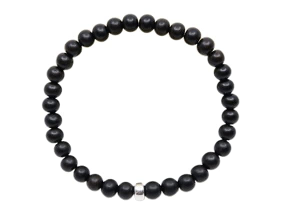 Ebony Wood Karungali Kattai Beads | Natural Beaded Bracelet | Men Women Jewelry- Wood Stretch Bracelet | Stacking Bracelet