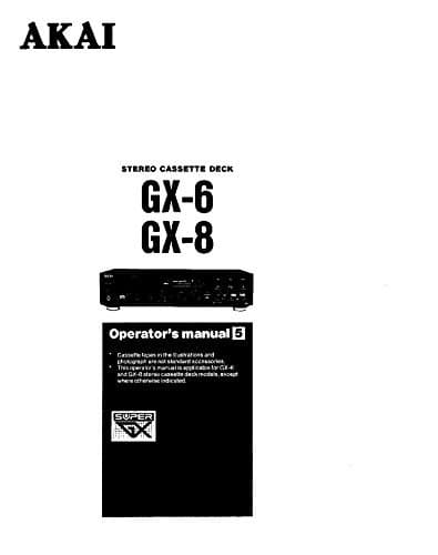 Instruction Manual for Akai GX-6 GX-8 Cassette Deck Owners Instruction Manual Reprint Plastic Comb