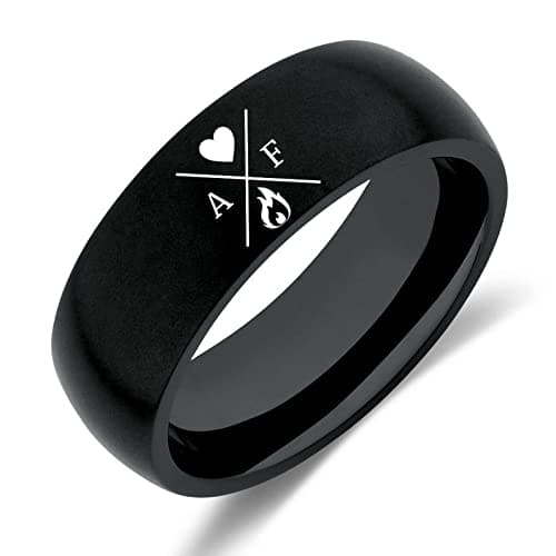 STOIC STORE UK Amor Fati Ring - Stoicism Ring Black Stainless Steel - Amor Fati/Stoic/Marcus Aurelius (Size: US 11)
