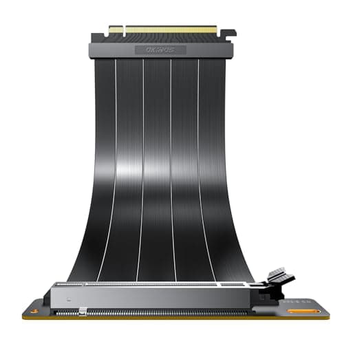 PCIE 5.0 Riser Cables, Future Proof for Gen 5 GPU, Compatible RTX4090, RX7900XTX, Transfer Rate 32.0 GT/s, 90 Degree Adapter, PCIE 4.0 Riser Cable, 200mm Black