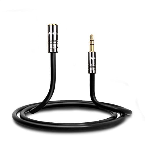 Keluoer 3.5mm Male to Female Extension Stereo Auxiliary Stereo Audio Cable Male to Female Gold Plated Compatible for iPhone, iPad or Smartphones, Tablets, Media Players Black (1.5M/4.5Feet)