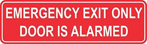 StickerTalk Emergency Exit Only Door Is Alarmed Vinyl Sticker, 10 inches by 3 inches