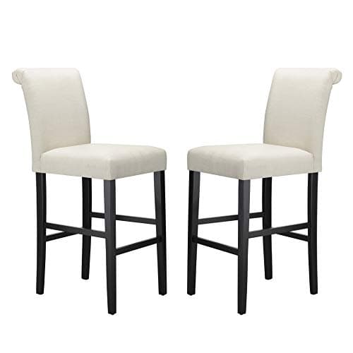 Amazon Brand – Ravenna Home Modern Bar Stool with Back, 44.25 Inch Height, White, Set of 2