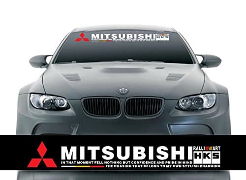 Etie 125x20cm Reflective Material Car Styling Front Windshield Banner Decal Vinyl Car Stickers for MITSUBISHI HKS Auto DIY Exterior Modifield Accessories (Black Background)