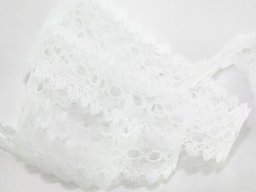 Eyelet Knitting in Lace 30mm wide - White - per metre
