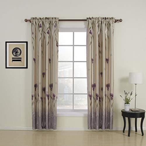 MICHELE HOME FASHION 42" W x 102" L (One Panel) 20 Country Rustic Polyester Purple Floral Blackout Curtains Double Pleated Curtains Window Treatment Draperies & Curtains Panels