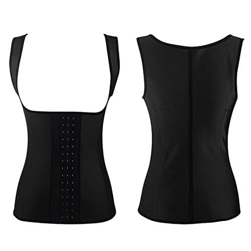 Topcart Women Body Shaper Latex Rubber Waist Trainer Cincher Underbust Corset Shapewear (XL, Black vest body shaper)