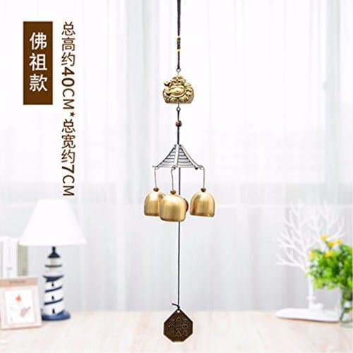 Metal 3 bells brass wind chimes pendant home decorations Holiday Gifts,Big Belly Buddha