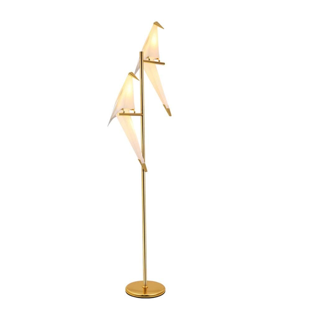 Zoe home Creative Bird Floor Lamp, Golden Finish Bird Paper Crane Swing LED Floor Light for Living Room Bedroom Reading Restaurant (Size : B)