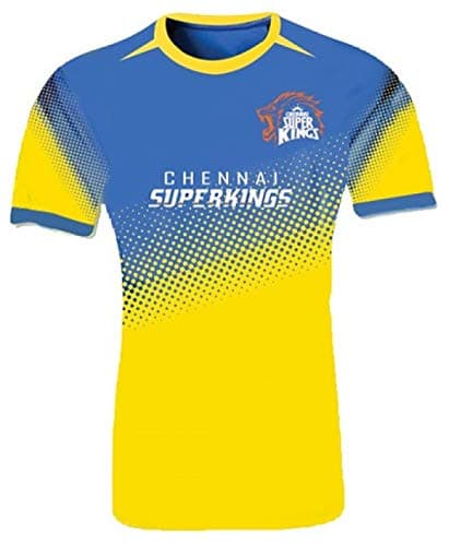 Chennai Super Kings Official CSK IPL Bleed Yellow Cricket Training Shirt, Printed DHONI #7 (Medium)