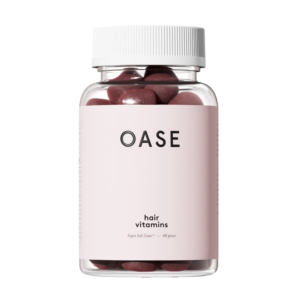 OASE Hair Vitamins - Vegan Gummies for Growth and Hair Loss - with Biotin, Zinc, Iodine, Folic Acid, Selenium, Bamboo Extract - 60 Chewable Soft Gums