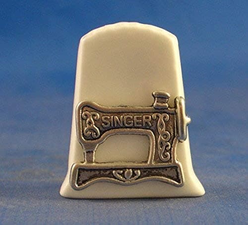 Porcelain China Collectable Thimble - Antique Silver Sewing Machine Box