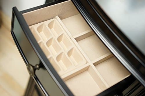 Hives and Honey Landry Standing Jewelry Armoire Cabinet – Jewelry Storage Organizer with Flip-Top Mirror, Side Doors, 7 Drawers, Necklace, Earring, and Bracelet Storage, Black