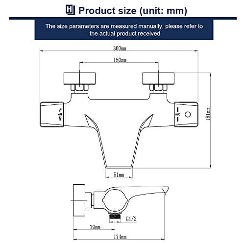 HOMELODY Thermostatic Shower Mixer Tap 38℃ Wall Mounted Matte Black Shower Tap for Bathroom Made of Brass Stainless