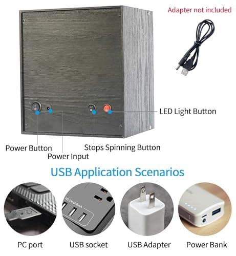 Oryx 4 Watch Winder for Automatic Watches, Wooden Rotating Watch Case 5 Rotation Modes Setting Display Box with LED Light, USB Powered Super Quiet Mabuchi Motor