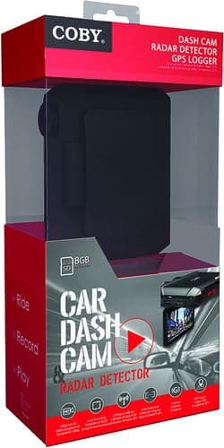Coby Car Dash Cam with Radar Detector, 1080P HD 2.7” Dash Camera for Cars, Wide Angle Lens w/Night Vision, Built in Mic, DVR Loop Recording, GPS Logger, 8GB Micro SD in, Plug in to 12V Lighter Socket