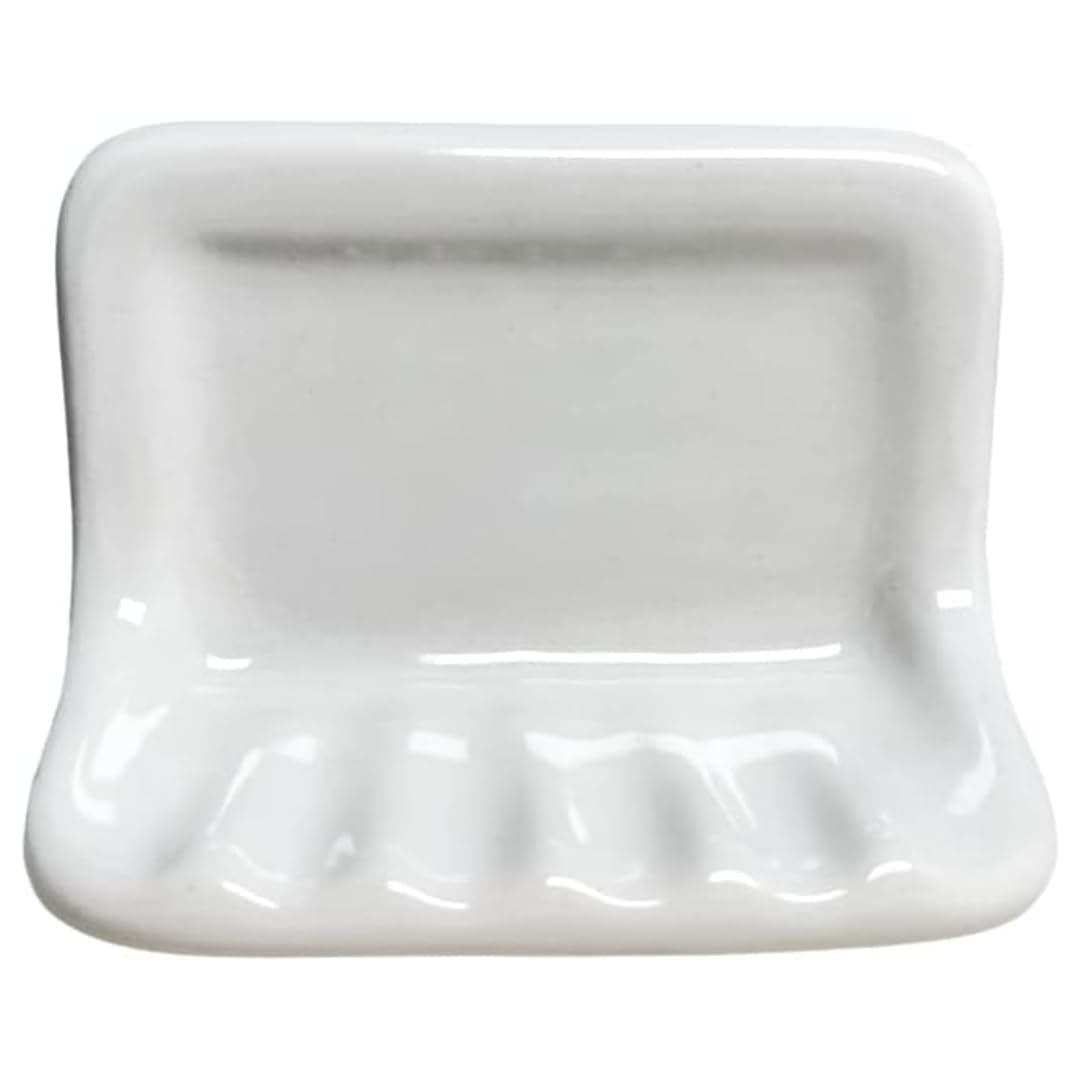 Tenedos White Glazed Ceramic Bathroom Accessory Kit (Soap Dish Holder) - Not for Flat Surface Installation