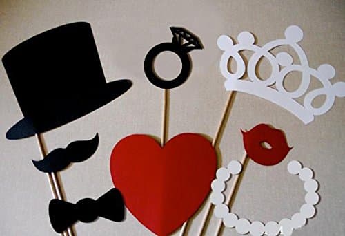 AmazingOS 8PCS Wedding Photo Booth Props Mustache Crown Photobooth Photo Prop