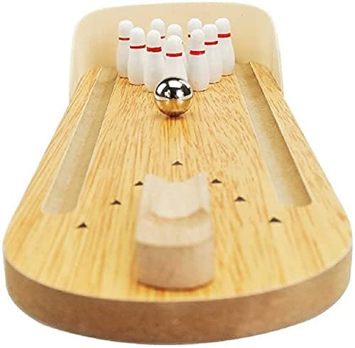 Crafts Colletion Store Mini Bowling Game Mini Wooden Desktop Bowling Game Mini Table top Bowling Toy Classic Desk Ball for Kids and Adults