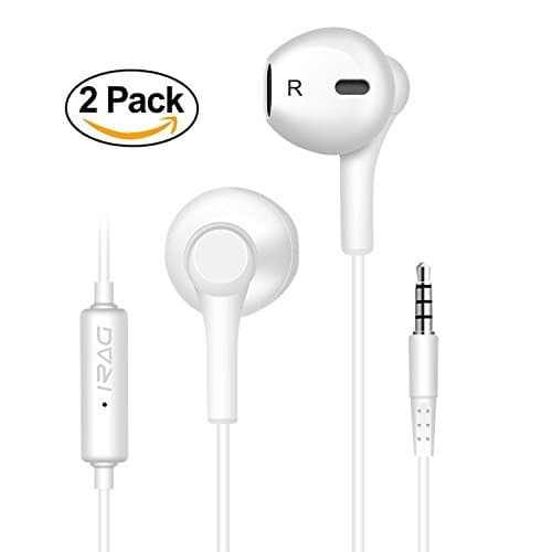 [2-Pack] Earphones with Microphone 592W Premium Earbuds Stereo Headphones and Noise Isolating Made for iPhone iPod iPad Samsung Galaxy LG HTC