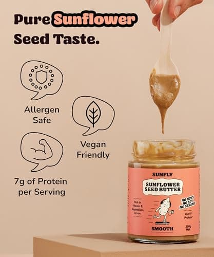 SUNFLY スムースヒマワリ種子バターナッツフリーピーナッツバター代替品プロテインスプレッド 大豆不使用 パーム油不使用 ビタミンとミネラルが豊富 (2 x 330G)