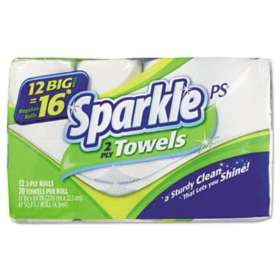 Sparkle ps Two-Ply Premium Perforated Paper Towel, 11 x 8 4/5, White, 70/Roll, 12/CT