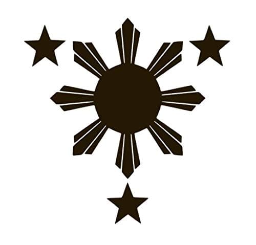 Philippines Flag 1 Sun and 3 Stars Vinyl Sticker Decals (Pack of 2) for Car Bumper Window Laptop Tablet Phone (3" x 3", Black)