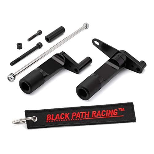 BlackPath - Fits 2008-2012 Kawasaki Ninja 250R EX250 No Cut Frame Sliders Replaceable Tips Kit (Black) T6 Billet