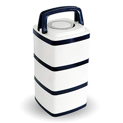 In2Ho Stainless Steel Bento Lunch Box Insulation Food Container Storage Boxes Stackable Thermal Leakproof Insulated BPA-Free White (3-Tier)